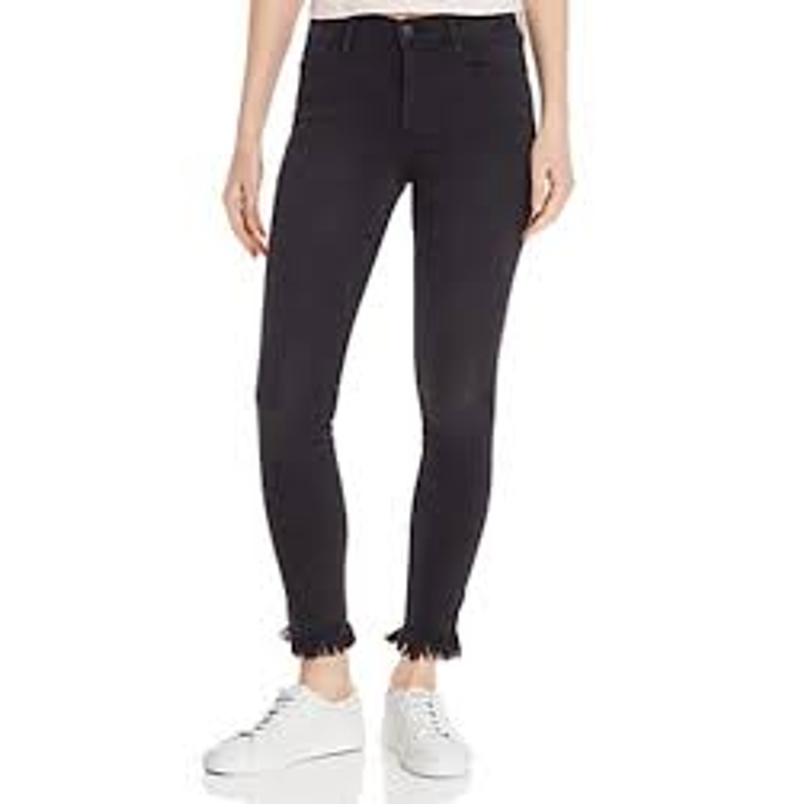 Frame Le High Micro Shredded-Hem Skinny Jeans In Foghat Black Women's Size 27